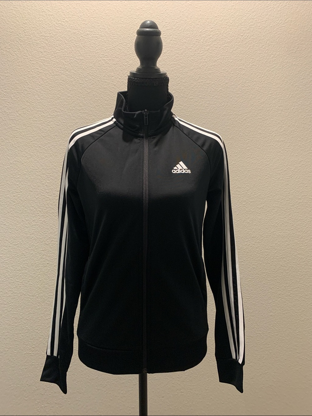 adidas Black Track Jacket with White 3-Stripes NWOT (Size S)